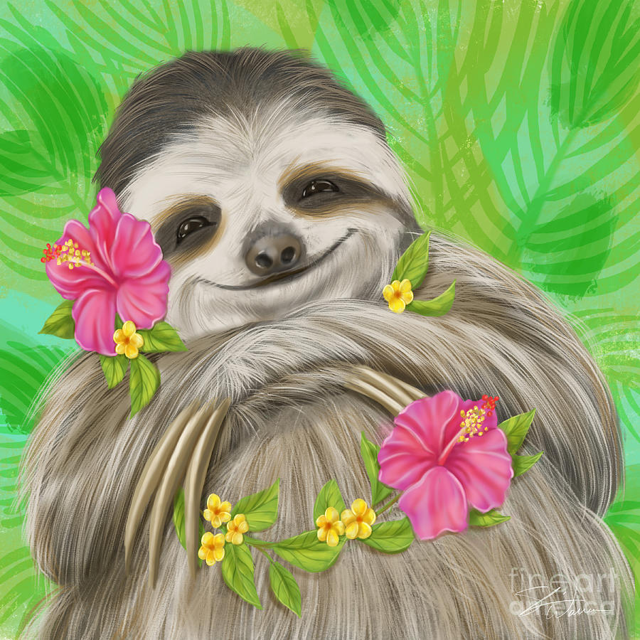 Sloth Make Me Smile Mixed Media by Shari Warren