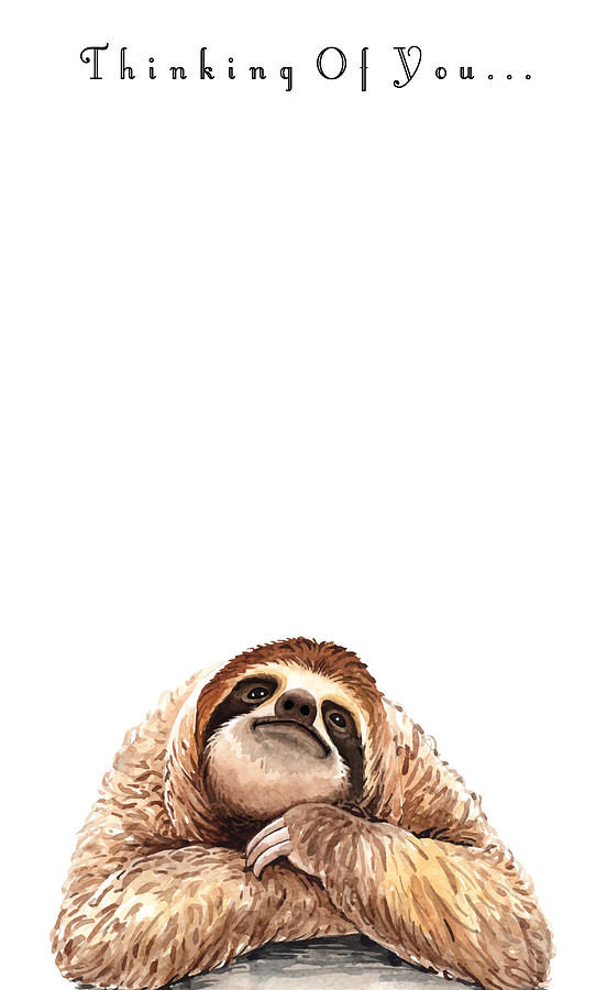 Sloth Thinking Of You Painting by Miki De Goodaboom