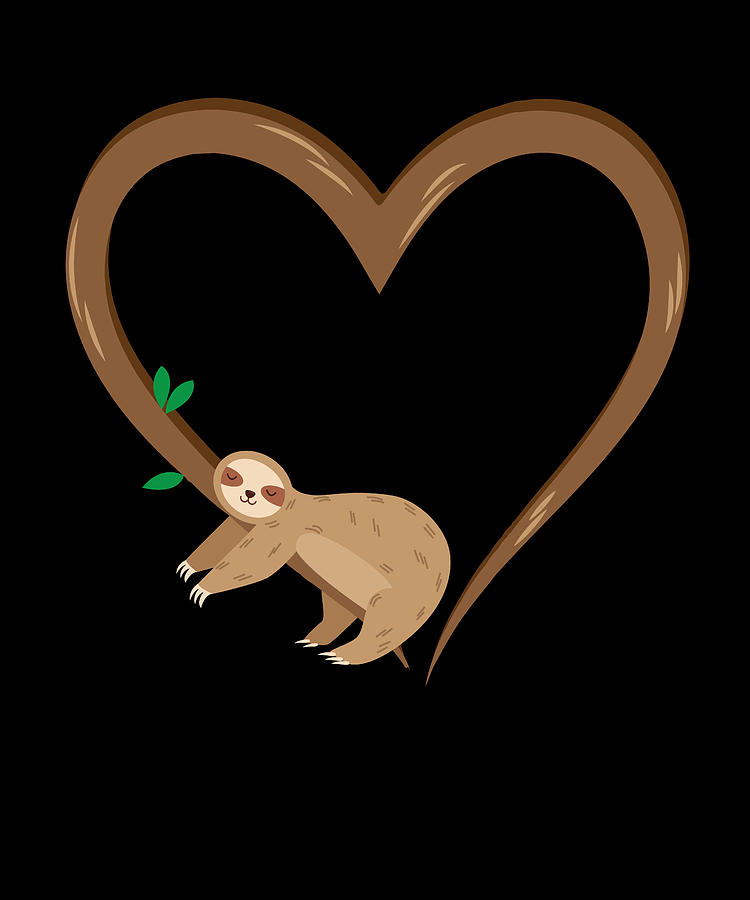Sloth Valentines Heart Sloths Digital Art by Maximus Designs - Fine Art ...