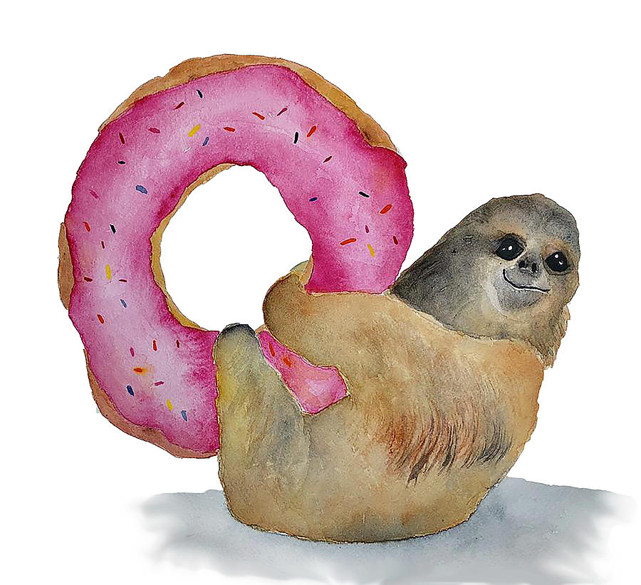 Sloth with a Donut Painting by Andee Harston - Fine Art America