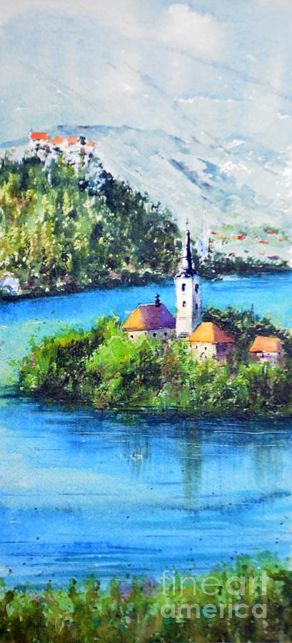 Slovenia #27 Bled 17x36cm 2018 smal drawing Painting by Nenad Kojic ...