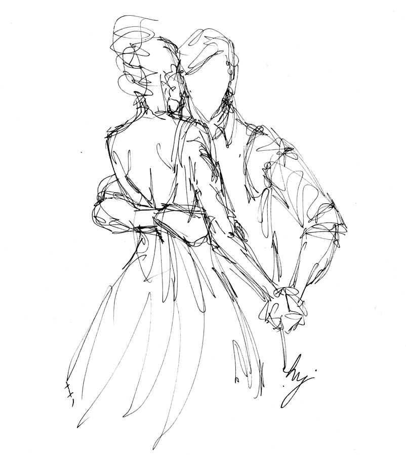 Dancing Couple Pencil Sketch Drawing by Mike Jory - Fine Art America