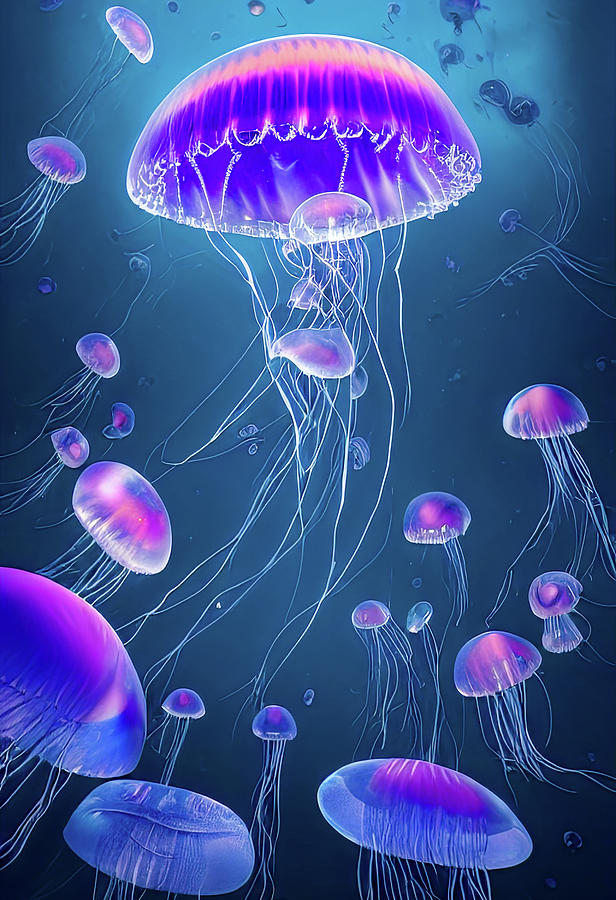 Slow Dancing Jellyfish Painting by Bob Orsillo