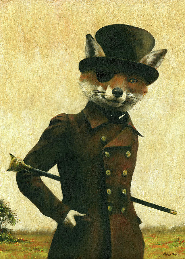 Michael Thomas Painting - Sly Victorian Fox by Michael Thomas