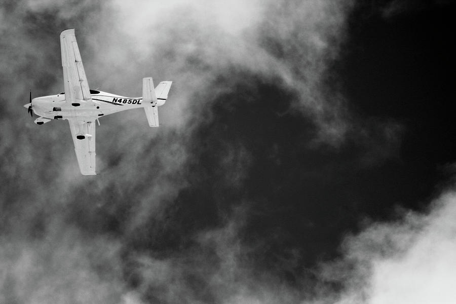 Small Aircraft In Black And White Photograph