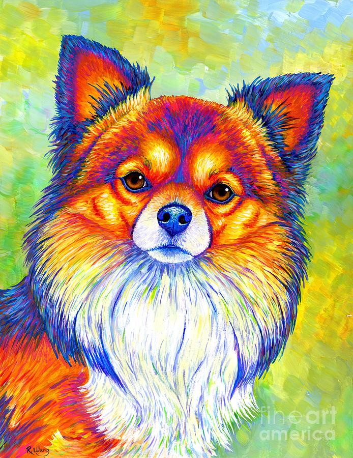 Small and Sassy - Colorful Rainbow Chihuahua Dog Painting by Rebecca Wang