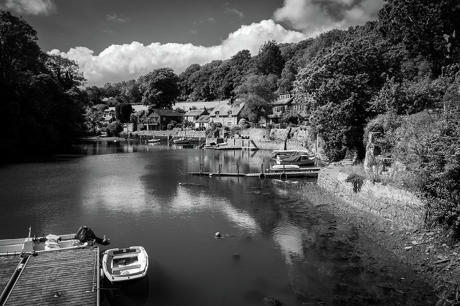 Small boat moorings at old fashioned Port Navas in the Helford E Photograph by Seeables Visual Arts