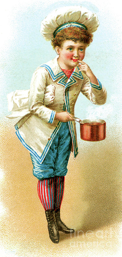 Small Boy In Chefs Outfit Holding Copper Pot Painting