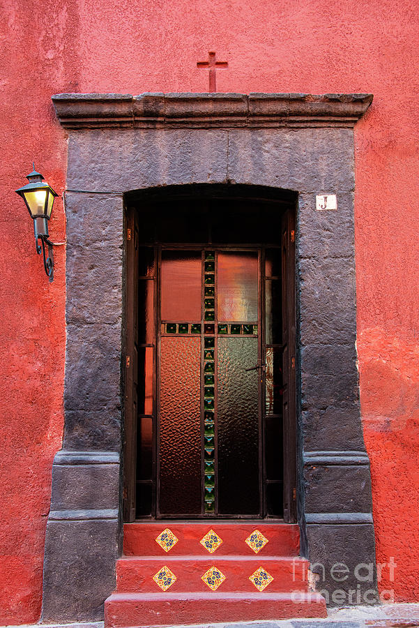 Architecture Photograph - Small Chapel door in San Miguel de Allende  by Bob Phillips