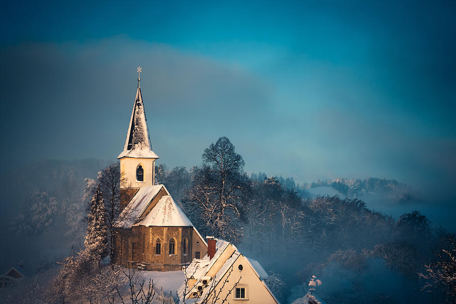 Small Church After The Snow Storm Photograph by Borchee