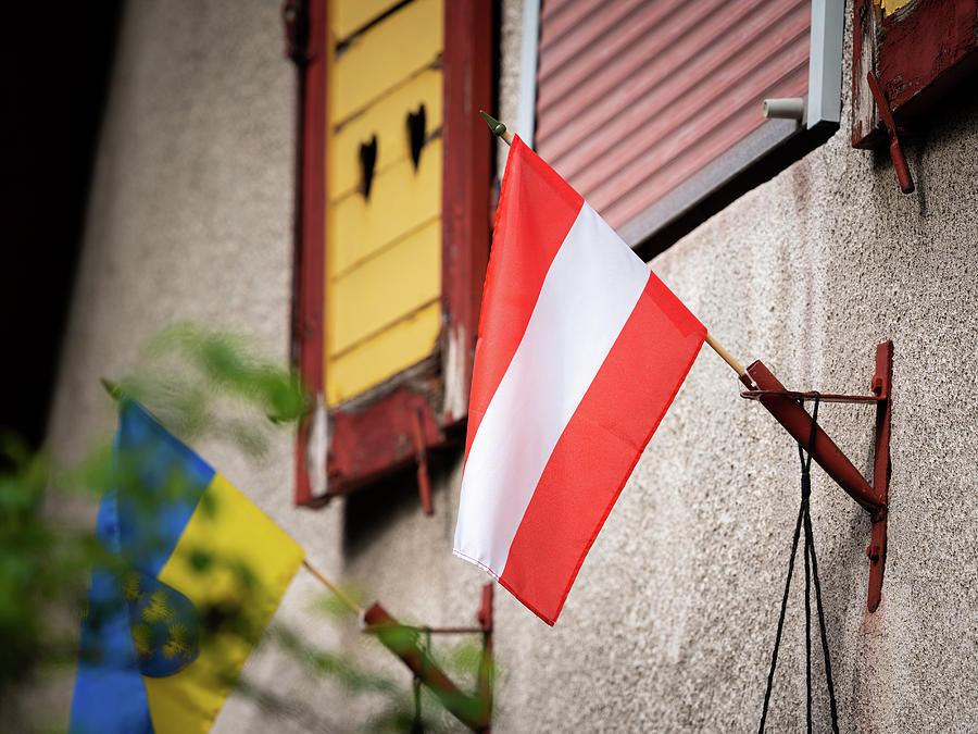 Small Flag Of Austria On A Wall Photograph