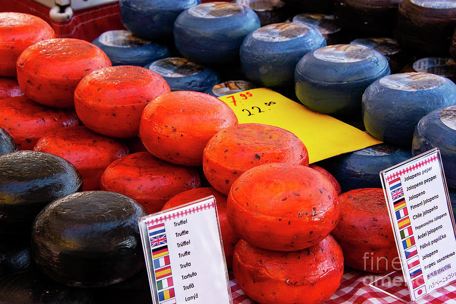 Small Gouda Multi-Colored Cheese Wheels at Gouda Market Photograph by Bob  Phillips - Pixels