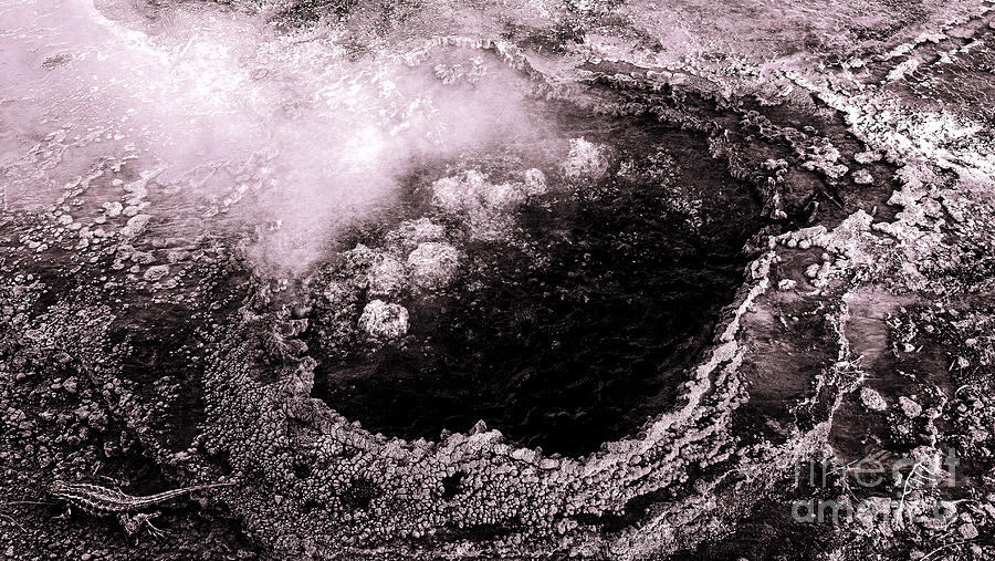 Yellowstone National Park Digital Art - Yellowstone Small Geyser Pool - Black And White by Anthony Ellis