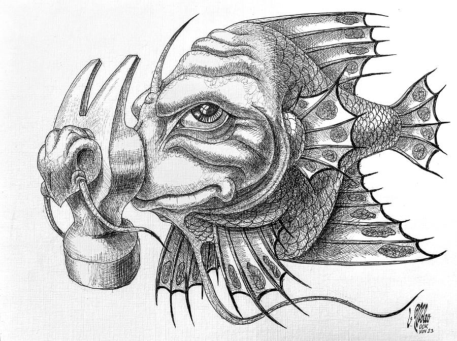 Small-Hammer Fish Drawing by Victor Molev
