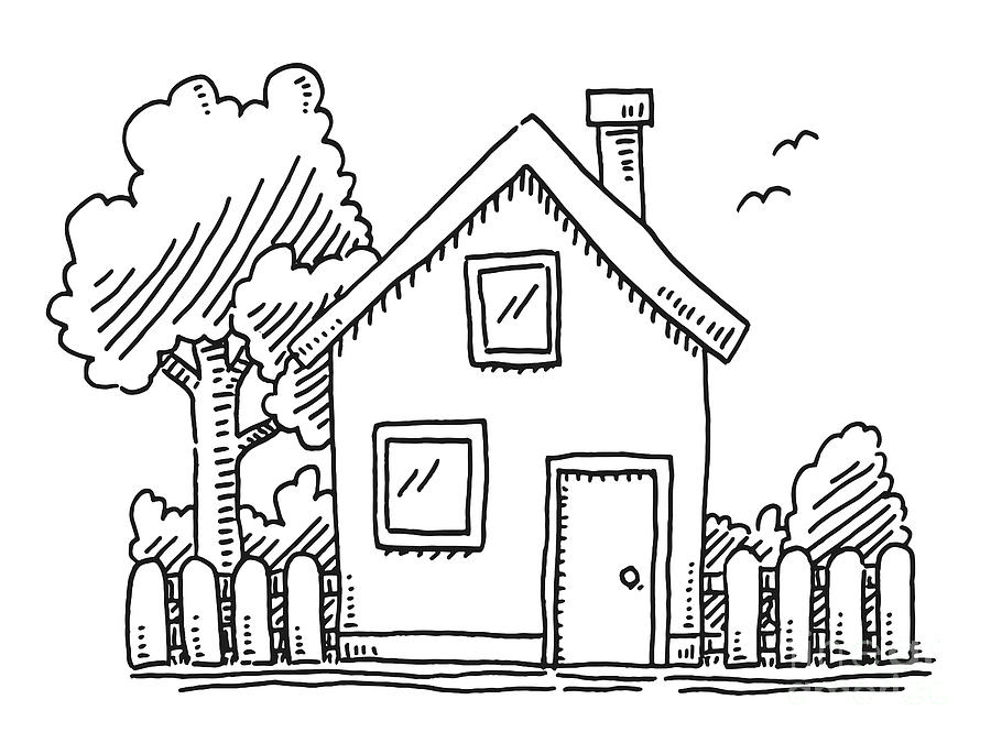 Small Home With Garden Drawing Drawing by Frank Ramspott | Pixels