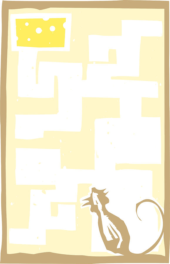 Small Mouse in Maze Drawing by Jeffrey Thompson