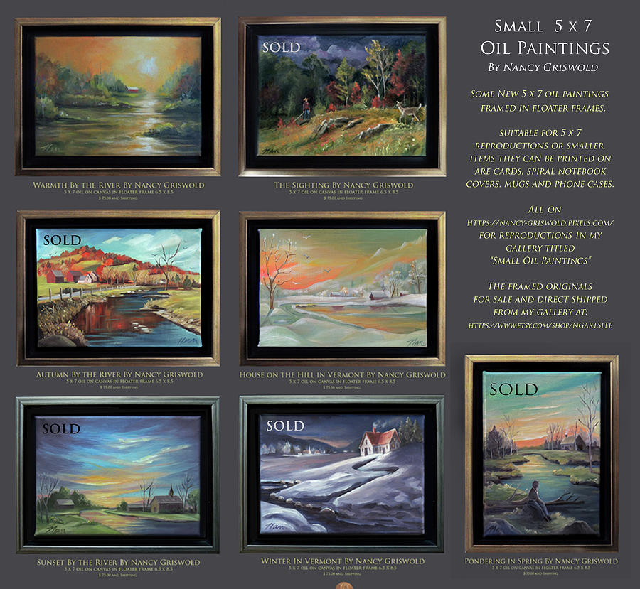Small Oil Paintings 5 x 7 Reproductions and Originals For Sale Painting by Nancy Griswold