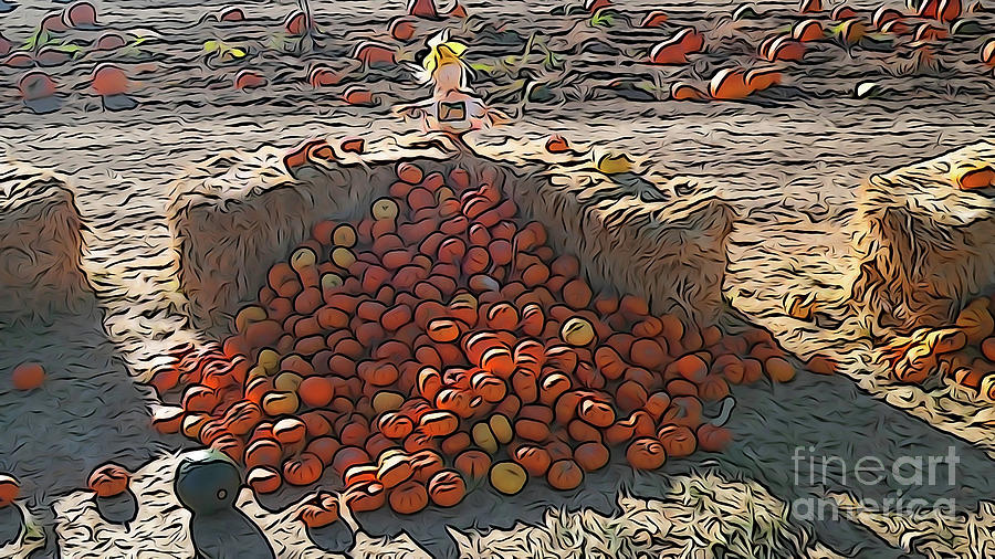 Small pumpkin pile watercolor Photograph by Steve Speights