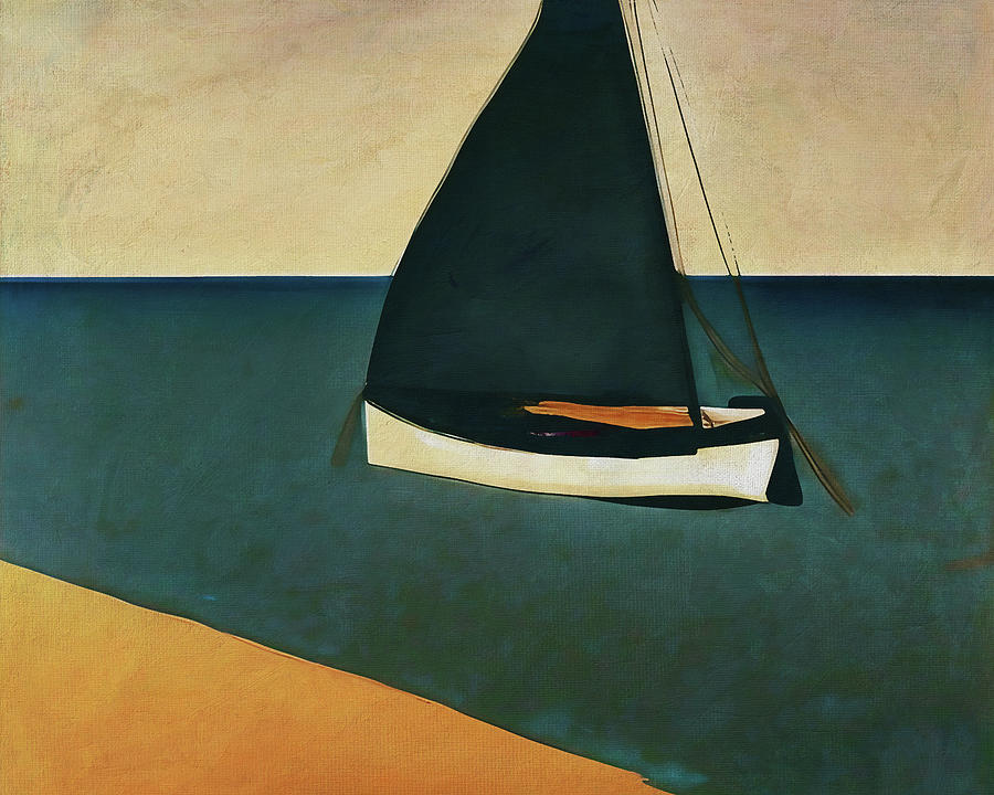 Small sailboat at sea Digital Art by Jan Keteleer