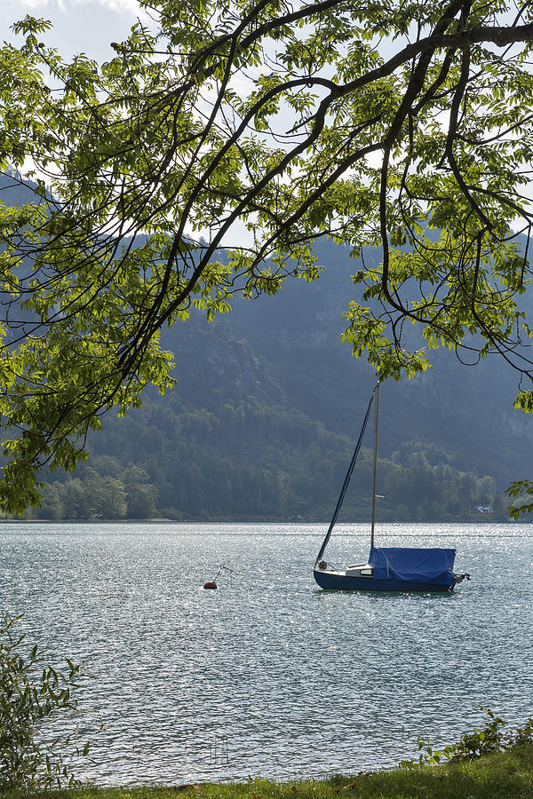 small sailing yacht on Alpine lake Mondsee, Austria Photograph by Panama7