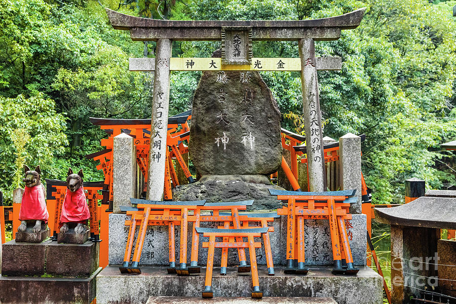 Small shrine along the trail to the summit of Mount Inari, Kyoto Photograph by Lyl Dil Creations
