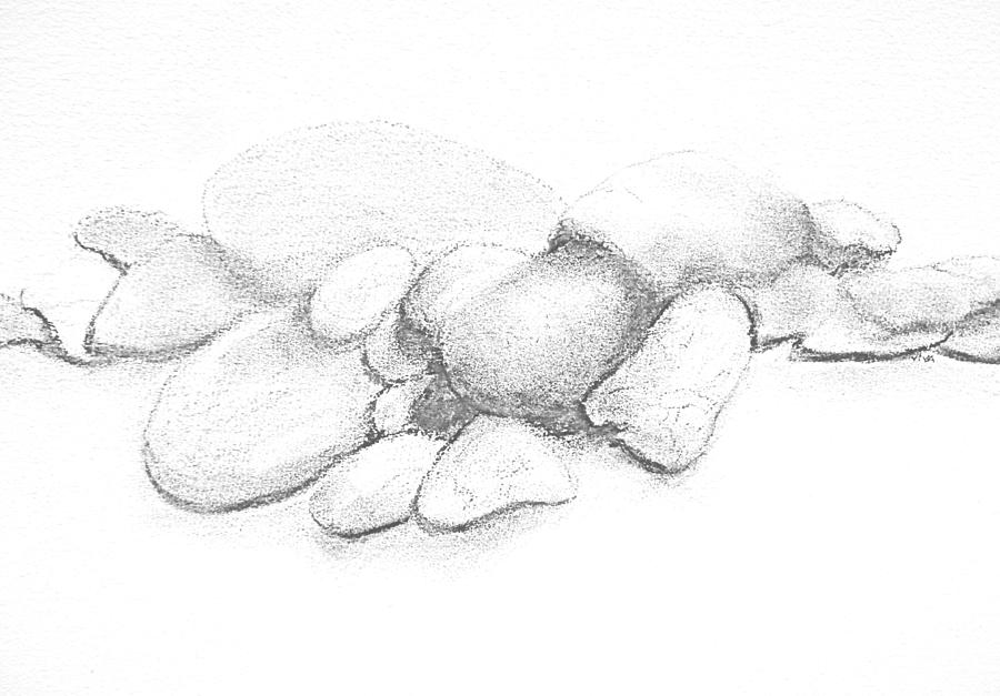 Small Stones  - B-W Drawing by VIVA Anderson