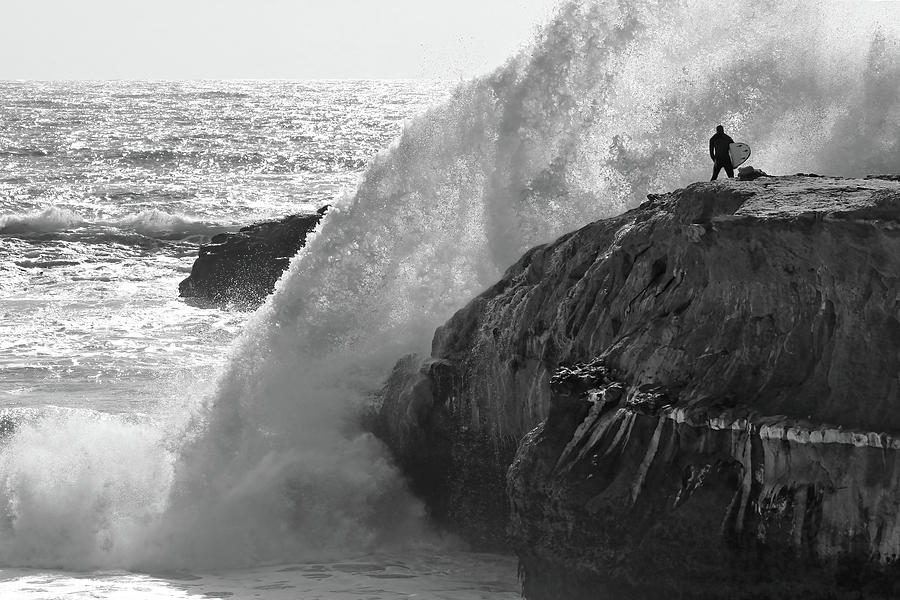 Small Surfer, Big Wave Photograph by Carla Brennan