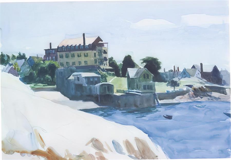 Small Town On Cove - Edward Hopper Painting By Marta Zfirofe - Fine Art 