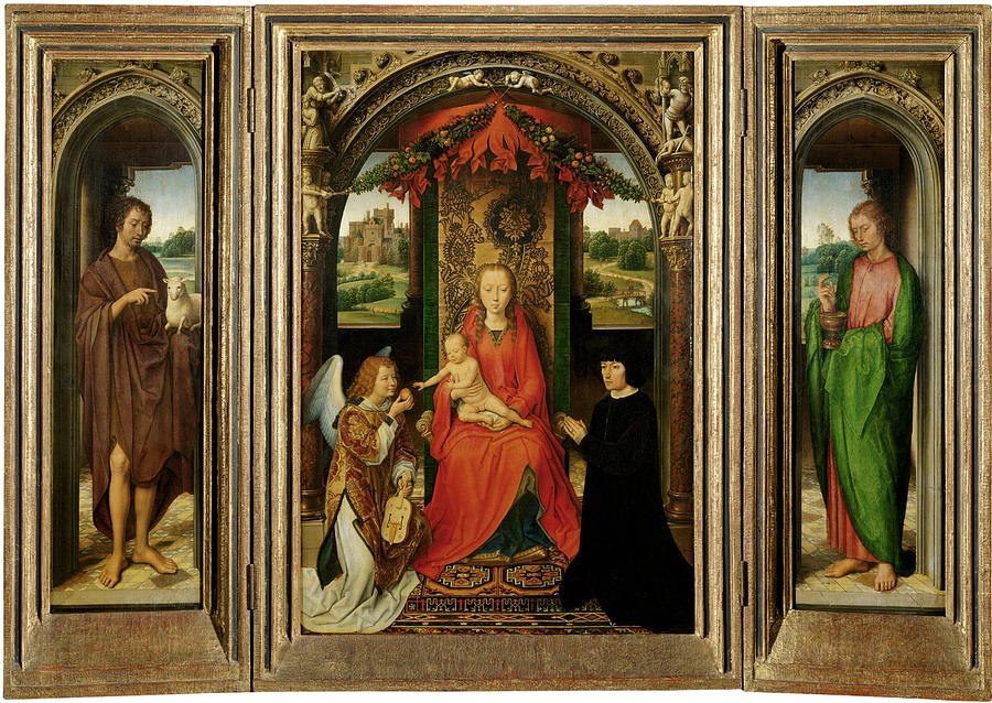 Hans Memling Painting - Small Triptych of St  John the Baptist  by Hans Memling