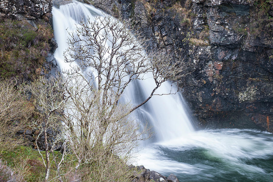 Small waterfall along Allt Coir a Mhadaidh creek at Fairy Pool Photograph by David L Moore