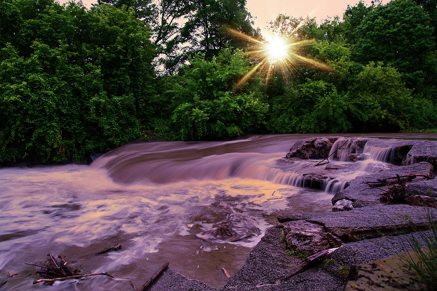 Small Waterfall in Sunset Photograph by John Twynam