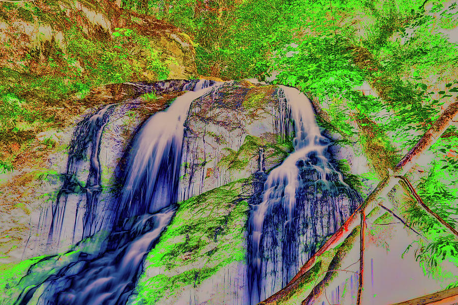 Small waterfall on Olympic Peninsula Digital Art by Bruce Block
