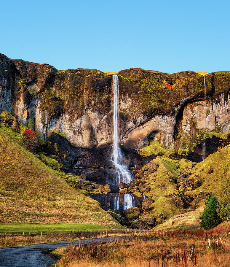 Small Waterfall With Autumn Colors In Iceland Photograph