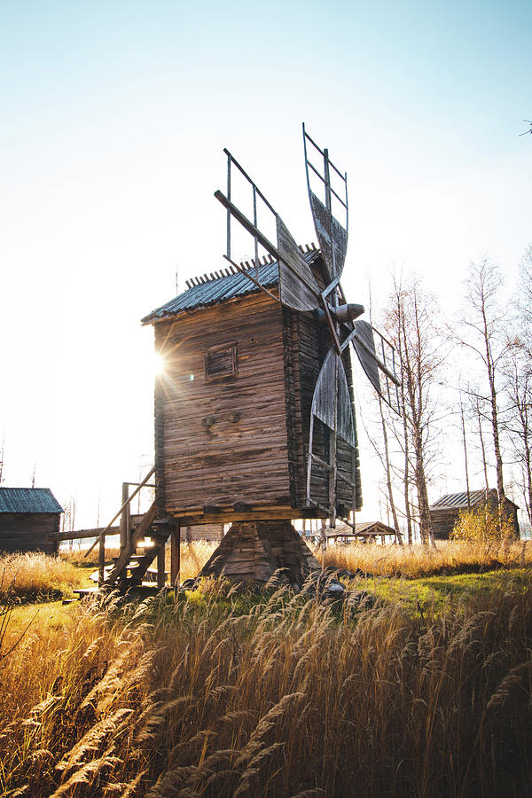 Small wooden mill with beautiful sun star Photograph by Vaclav Sonnek