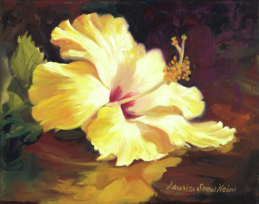 Still Life Painting - Small Yellow Hibiscus  by Laurie Snow Hein