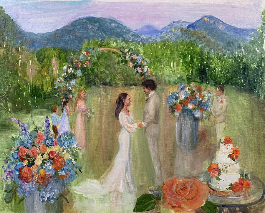 Smallwood McKinney Wedding Ceremony Painting Painting by Ann Bailey