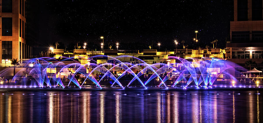 Smart city colored fountain in Malta - Long exposure photo Photograph by Stephan Grixti