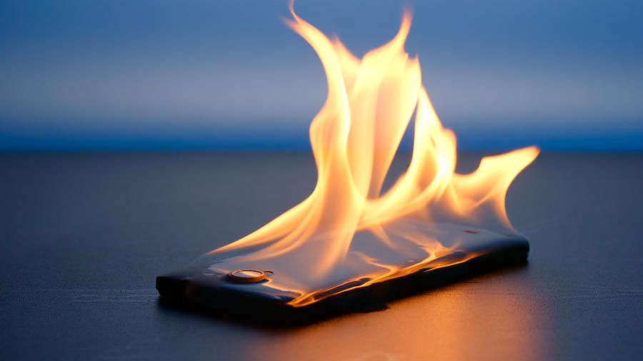 Smartphone lies and burning on a table in the night Photograph by Eugenekeebler