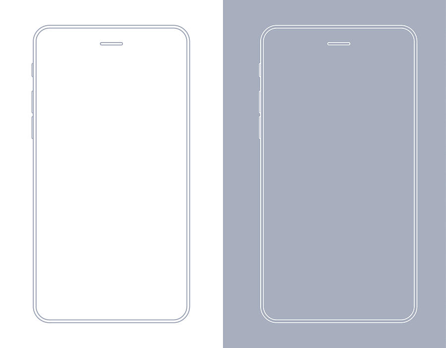 Smartphone, Mobile Phone In Gray And White Color Wireframe Drawing by Yuliya