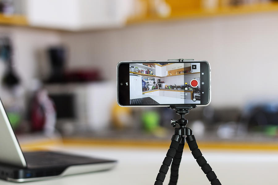 Smartphone ready for vlogging in the kitchen Photograph by Erlon Silva - TRI Digital