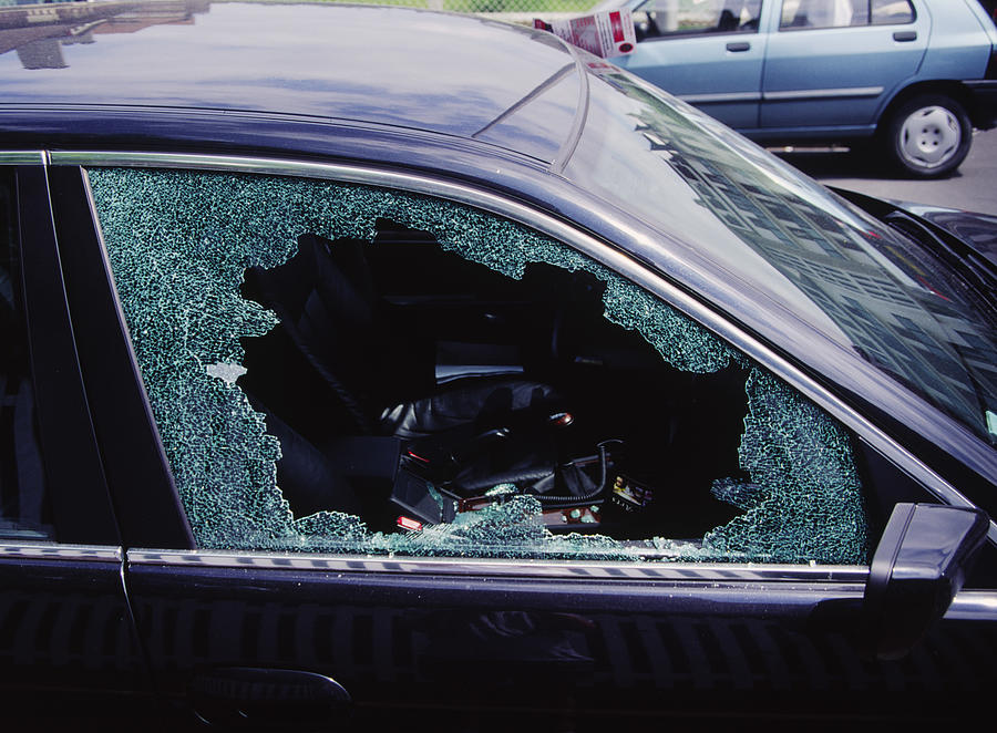 Smashed Car Window, France Photograph by P A Thompson