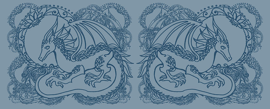 Smaugust Dragon 9 2018 Digital -blue on blue Digital Art by Katherine Nutt