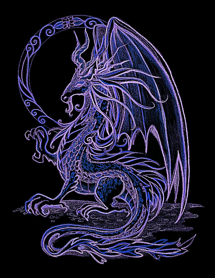 Smaugust Dragon 9 2018 Digital -Indigo Version Digital Art by Katherine Nutt