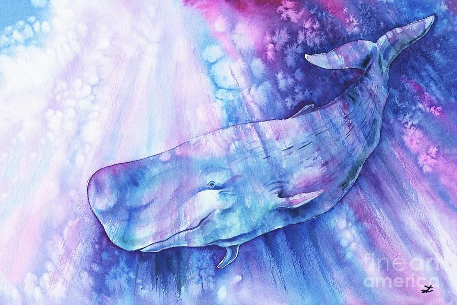 Whale Painting - Smile of Cachalot by Zaira Dzhaubaeva