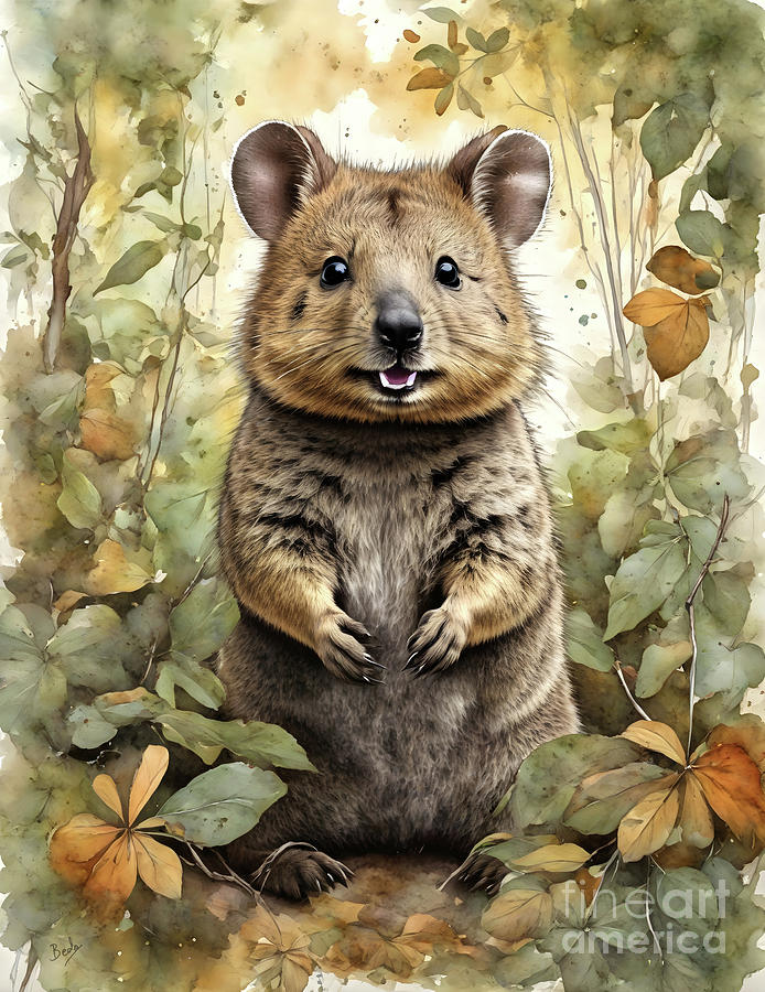 Smiley Quokka in the Bushes Digital Art by Peter Awax - Fine Art America