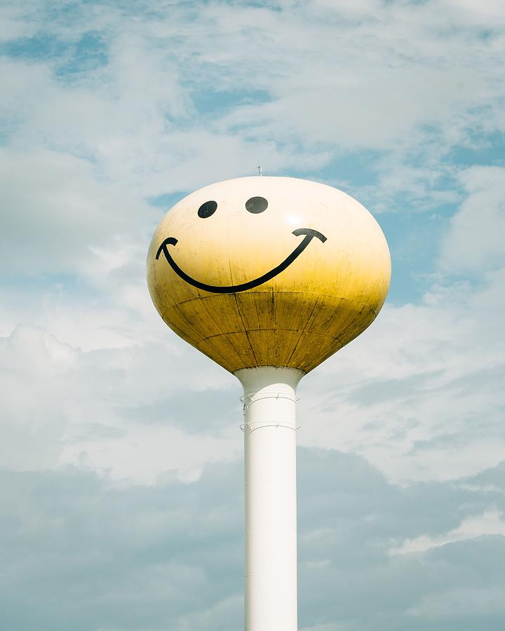 Smiley Water Tower, Route 66 01 Photograph by Jon Bilous