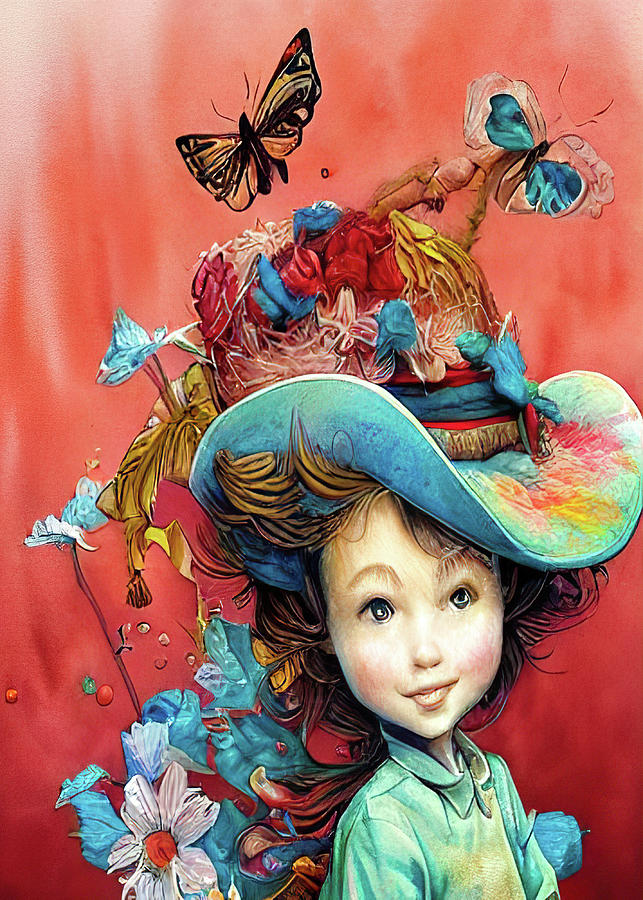 Flower Painting - Smiling Butterfly Hat by Bob Orsillo
