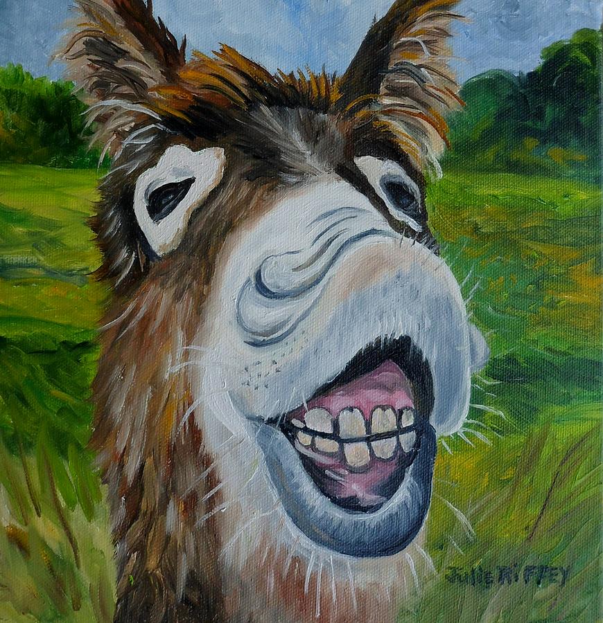 Smiling Donkey Painting by Julie Brugh Riffey