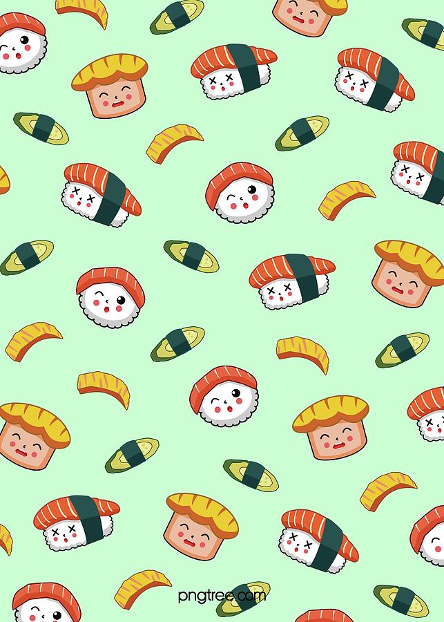 Smiling Emoji Cartoon Sushi Background Digital Art by 24Printz - Fine ...