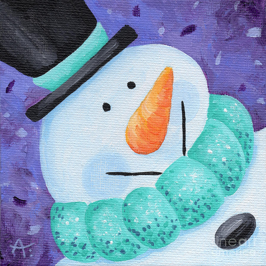 Smiling Frosty - Snowman Painting by Annie Troe